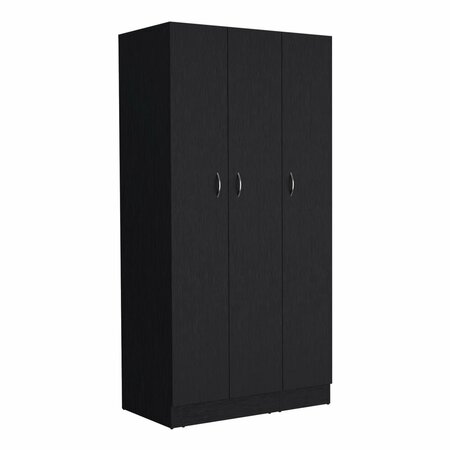 TUHOME Ohio Armoire Wardrobe with 3-Doors. 2-Drawers. and 4-Tier Shelves -Black CLW9032